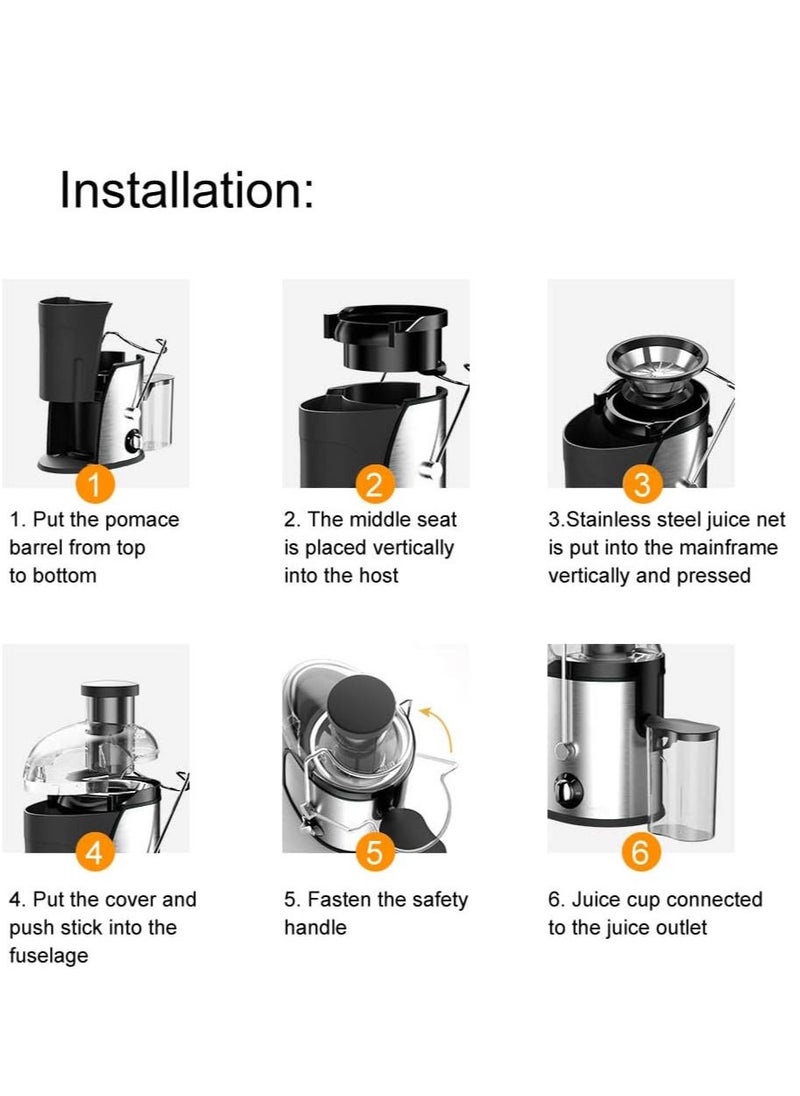 Generic - 21000 rpm Fresh Juicer Machines, 350ML Juicer Centrifugal Easy to Clean,800W High Power Juicer, Easy Clean, Stainless Steel Juicer, for Lemon Apple Grape Corn, Electric Juicer - Image 1