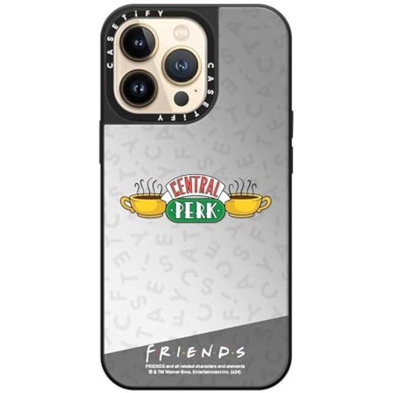 Casetify Mirror iPhone 13 Pro Case 【Friends Co-Lab / 4.9ft Drop Protection/Compatible with Magsafe】 - Central Perk - Silver on Black - Image 5