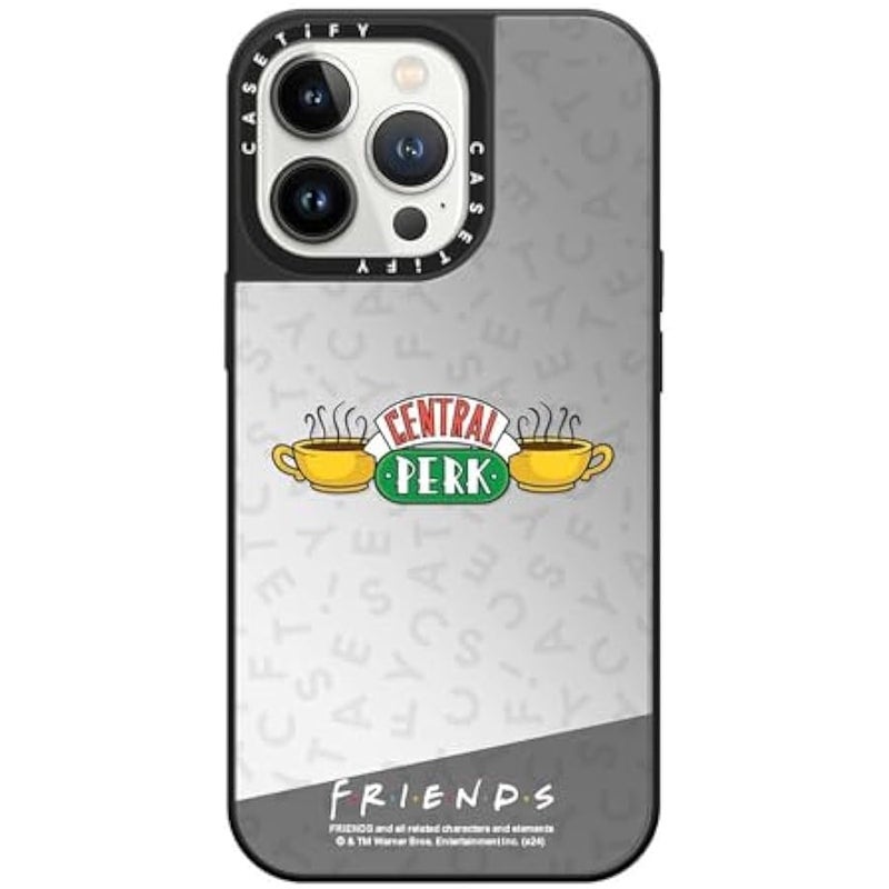 Casetify Mirror iPhone 13 Pro Case 【Friends Co-Lab / 4.9ft Drop Protection/Compatible with Magsafe】 - Central Perk - Silver on Black - Image 1
