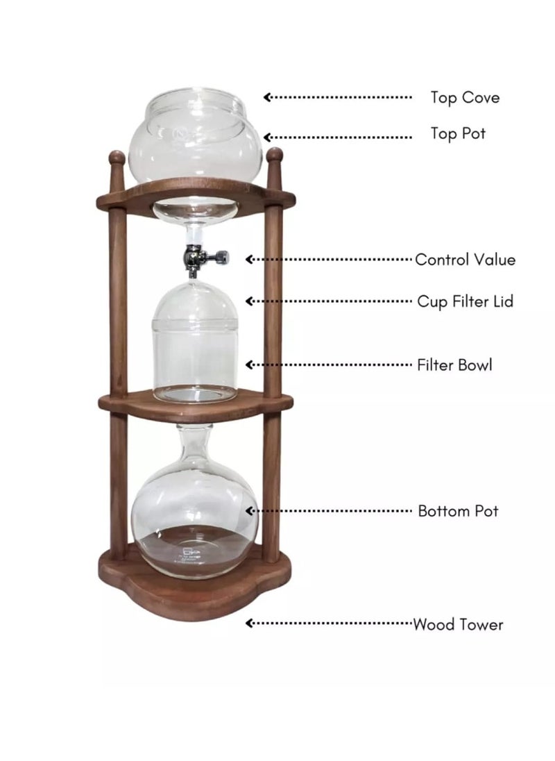 Generic - Liying Cold Brew Coffee and Tea Maker, 800ml, Dripper with Adjustable Water Flow, Stainless Steel Filter, Borosilicate Glass #1 - Image 1