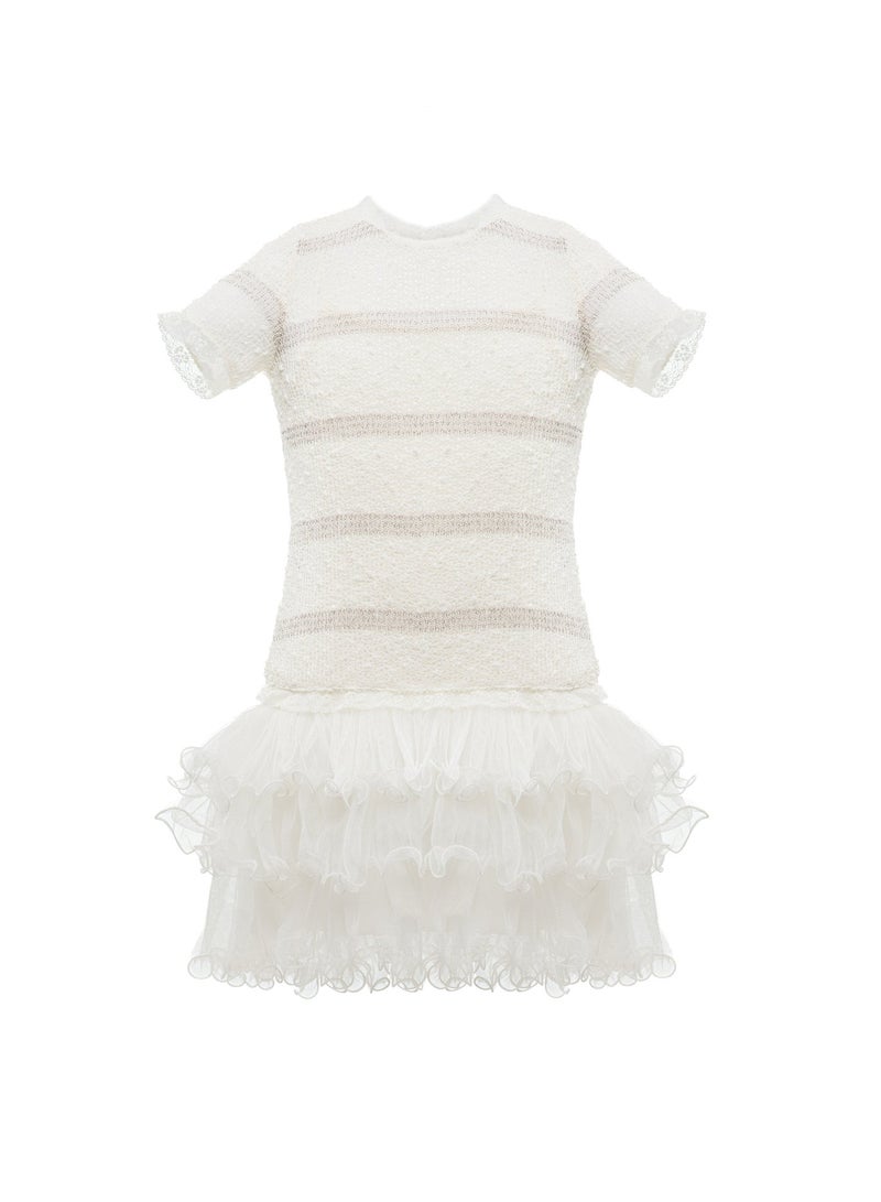 كوين فستان حفلات للفتيات من اللون الابيض والفضي ، فستان الأميرة وحفلات الزفاف والسهرات الرسمية وحفلات الرقص لأعياد الميلاد للفتيات الصغيرات الأنيقات - Image 3