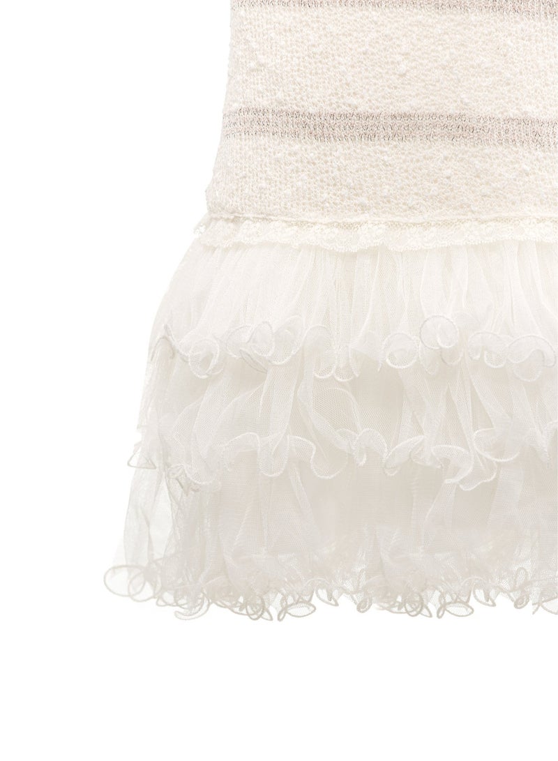 كوين فستان حفلات للفتيات من اللون الابيض والفضي ، فستان الأميرة وحفلات الزفاف والسهرات الرسمية وحفلات الرقص لأعياد الميلاد للفتيات الصغيرات الأنيقات - Image 5