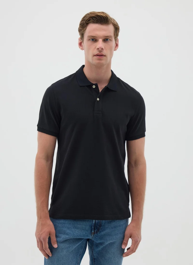Ovs OVS Men'S Black Pure Cotton Polo Regular Fit