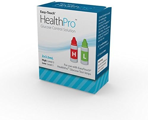 Easy Touch محلول التحكم في الجلوكوز HealthPro لجهاز قياس الجلوكوز  مرتفع  منخفض  2 زجاجة  35 مل لكل منهما