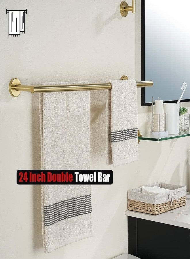 JQK Double Towel Bar 27 Inch, Brass Gold Useable Length 24 Inch 304 Stainless Steel Thicken 0.8mm Bath Towel Rack for Bathroom, Towel Holder Wall Mount, TB100L24-BG - Image 5