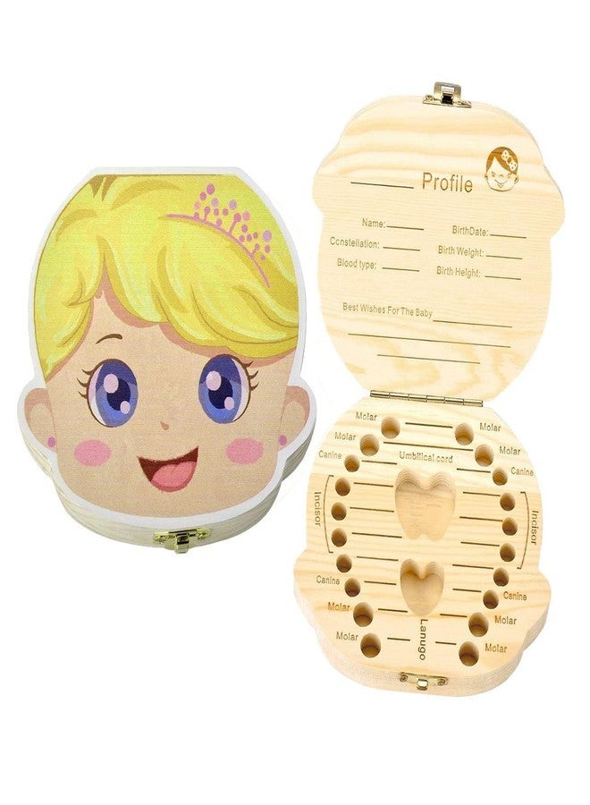 AweMonk Baby First Tooth Fairy Box, Wooden Baby Boy Tooth Keepsake Box Organizer for Kids Teeth Collection - Girls - Image 1