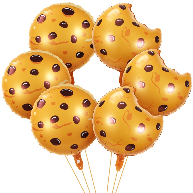 Halloscume 6 Pack Cookie Birthday Party Supplies 18 Inch Cookie Balloons with Transparent Fishing Line Foil Balloons for Birthday Baby Shower Party Decorations - Image 3