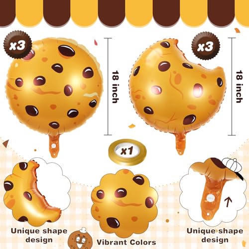 Halloscume 6 Pack Cookie Birthday Party Supplies 18 Inch Cookie Balloons with Transparent Fishing Line Foil Balloons for Birthday Baby Shower Party Decorations - Image 5