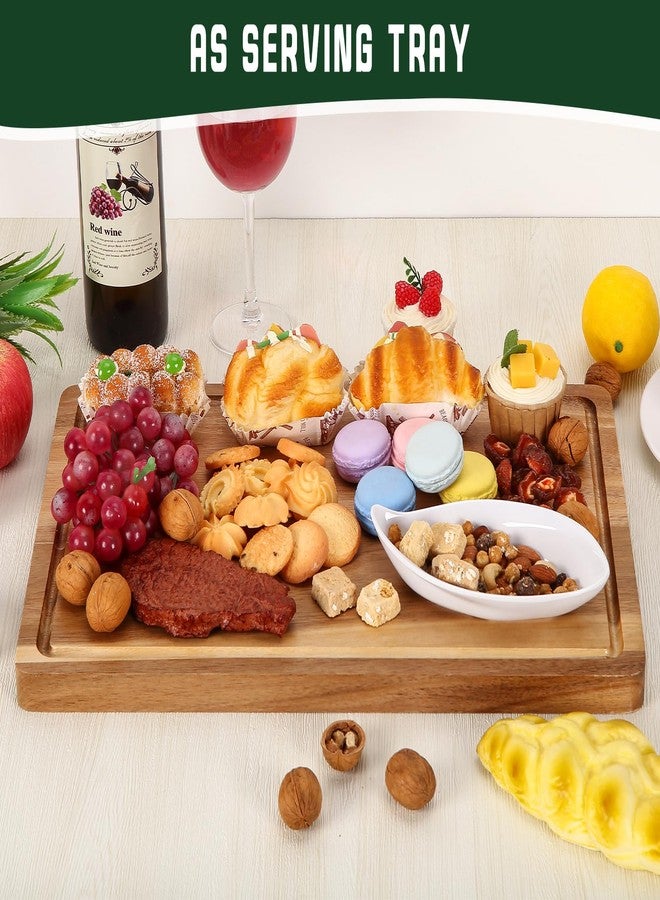 Takywep Acacia Wood Cutting Board, 18x12x1 Inch Pre-Oiled Chopping Board with Juice Groove, Back Inner Handles, Wooden Kitchen Cutting Board, Butcher Block for Fruits, Vegetables, Meat - Image 3