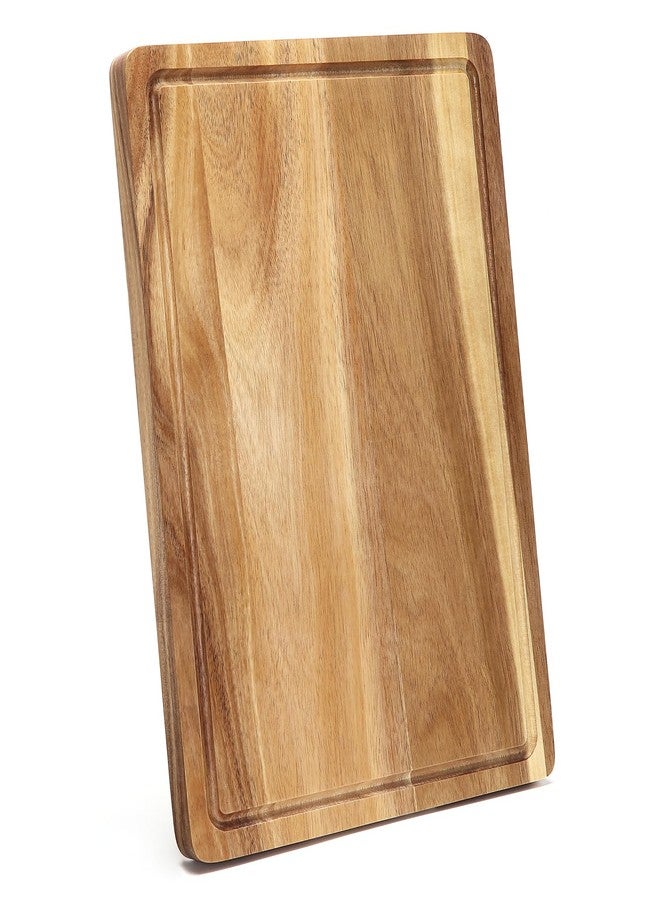 Takywep Acacia Wood Cutting Board, 18x12x1 Inch Pre-Oiled Chopping Board with Juice Groove, Back Inner Handles, Wooden Kitchen Cutting Board, Butcher Block for Fruits, Vegetables, Meat - Image 1