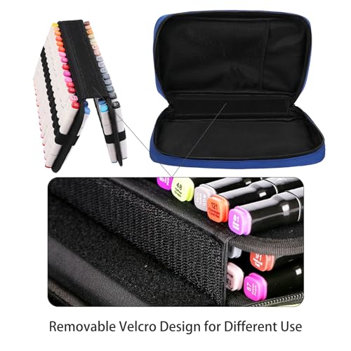 BOMKEE 60 Slots Marker Organizer Case, Large Pencil Pouch for 60 Markers Big Capacity Pen Holder Storage Bag with Carrying Handle for Men Women - Image 2
