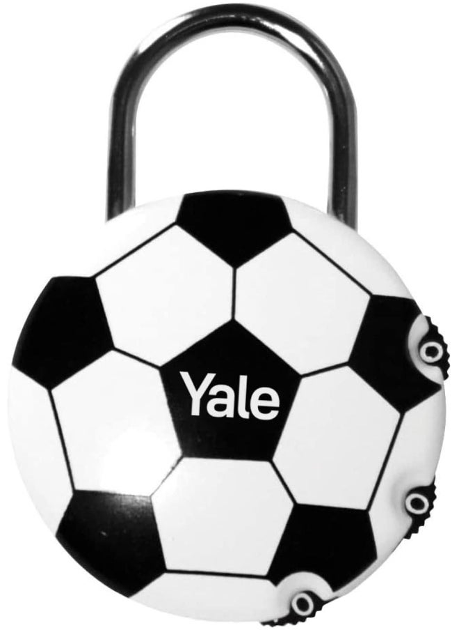 Yale Football Novelty Combination Padlock, 3 Dial Pin, Zinc Body, 40mm Width, Standard Security Suitable for Bags and Lockers  - Image 1