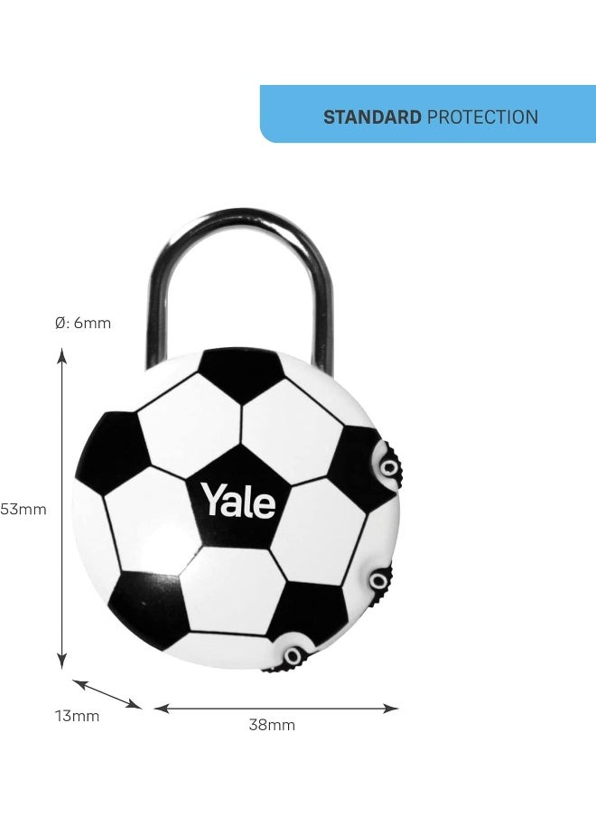Yale Football Novelty Combination Padlock, 3 Dial Pin, Zinc Body, 40mm Width, Standard Security Suitable for Bags and Lockers  - Image 4
