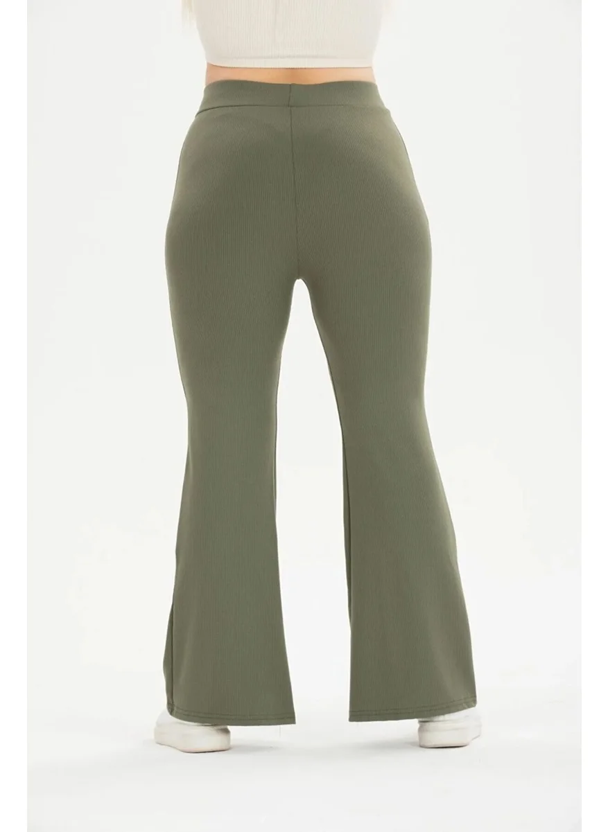 Swana Women's Plus Size Ribbed Spanish Leggings Trousers