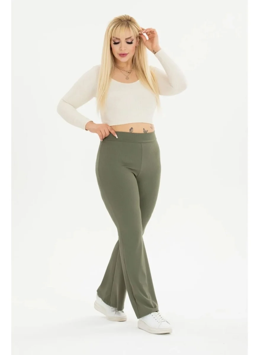 Swana Women's Plus Size Ribbed Spanish Leggings Trousers