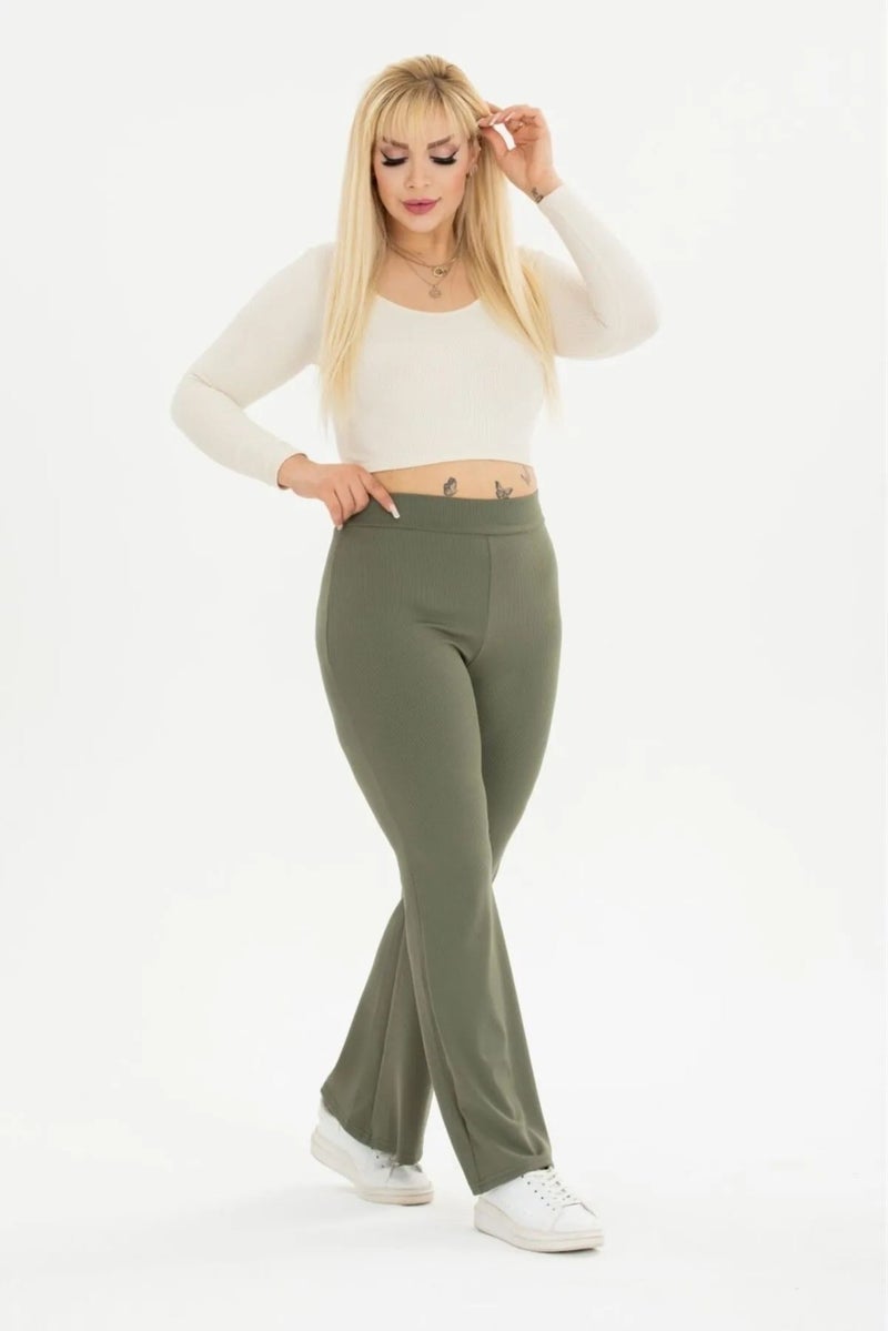 Swana Women's Plus Size Ribbed Spanish Leggings Trousers - Image 5