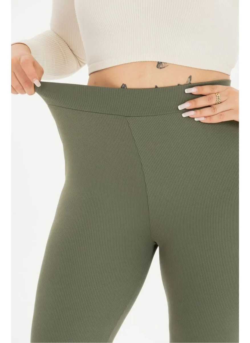 Swana Women's Plus Size Ribbed Spanish Leggings Trousers
