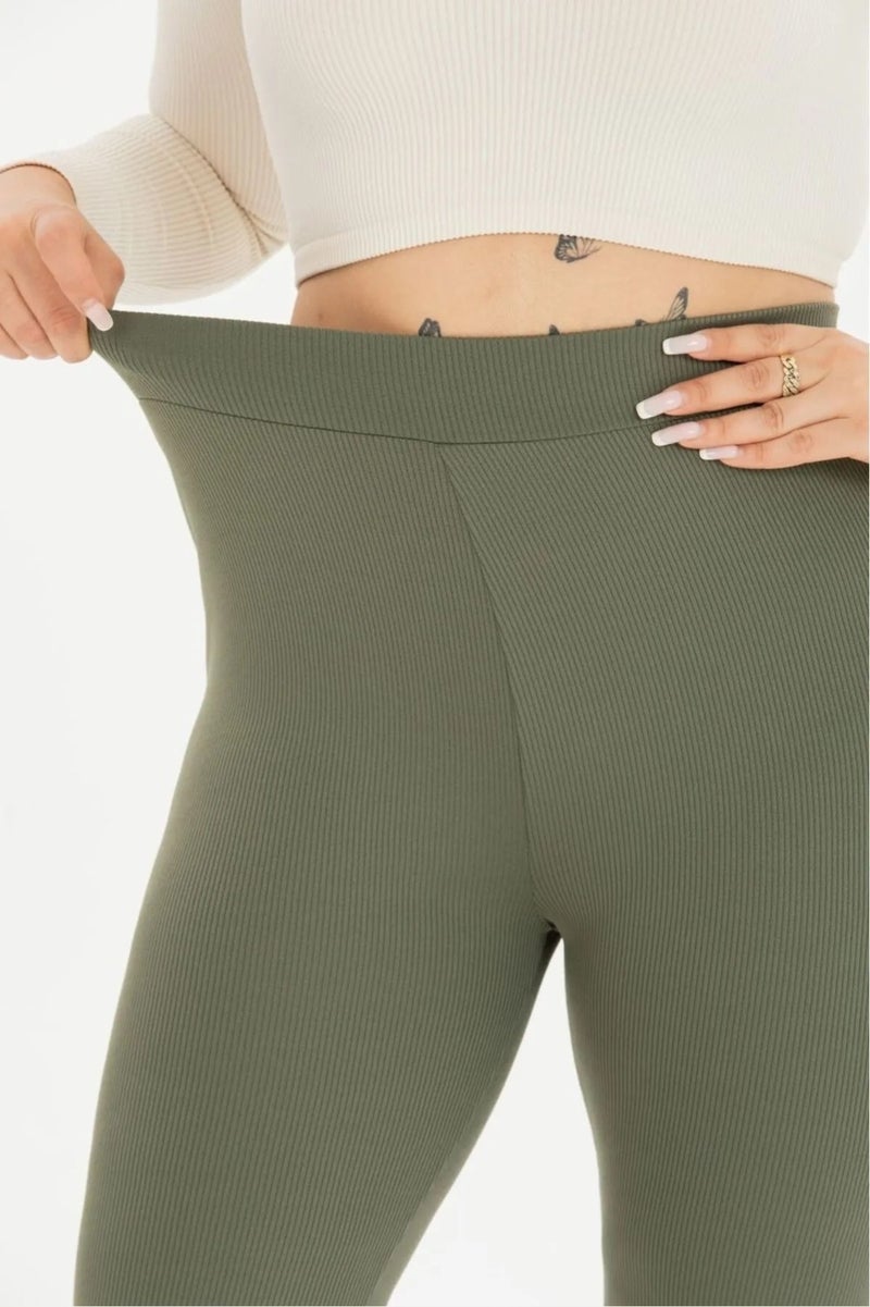 Swana Women's Plus Size Ribbed Spanish Leggings Trousers - Image 4
