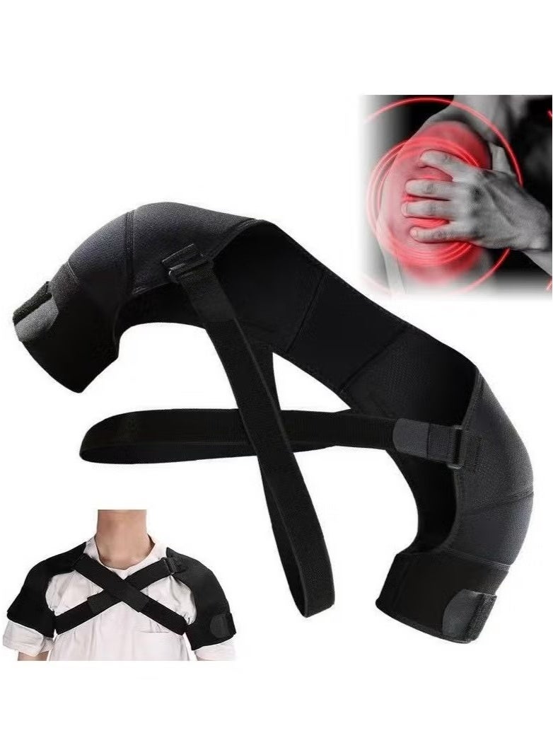 OMEVE Double Shoulder Support Brace Strap Wrap Neoprene Protector, Recovery Shoulder Brace for Men and Women, Shoulder Stability Support Brace, Adjustable Fit Sleeve Wrap(L/XL)  - Image 1