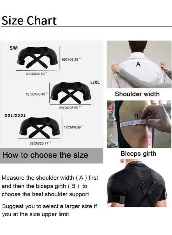 OMEVE Double Shoulder Support Brace Strap Wrap Neoprene Protector, Recovery Shoulder Brace for Men and Women, Shoulder Stability Support Brace, Adjustable Fit Sleeve Wrap(L/XL)  - Image 2