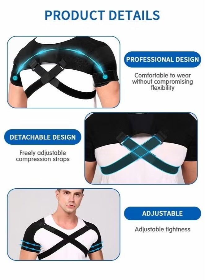 OMEVE Double Shoulder Support Brace Strap Wrap Neoprene Protector, Recovery Shoulder Brace for Men and Women, Shoulder Stability Support Brace, Adjustable Fit Sleeve Wrap(L/XL)  - Image 5