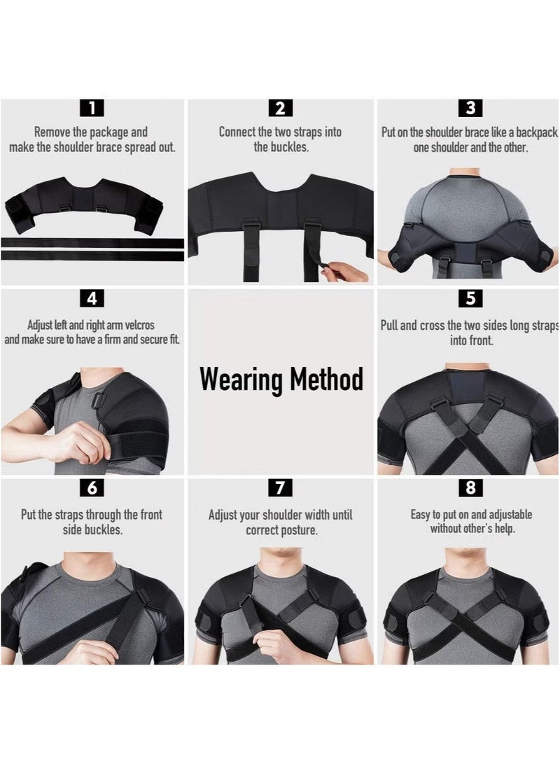 OMEVE Double Shoulder Support Brace Strap Wrap Neoprene Protector, Recovery Shoulder Brace for Men and Women, Shoulder Stability Support Brace, Adjustable Fit Sleeve Wrap(L/XL)  - Image 3