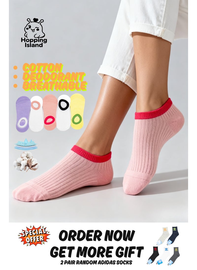 Hopping Island 5 Pairs Socks Colorful Ankle Invisible Sock INS Style [HI] - Image 1