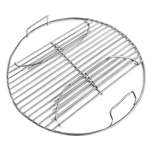 GRILLVANA 201 Stainless Steel Charcoal Grill Cooking Replacement Grate (ACTUAL DIAMETER 13.72 INCHES) With handles and hinges - Compatible with Weber 14" Smokey Joe - Image 1