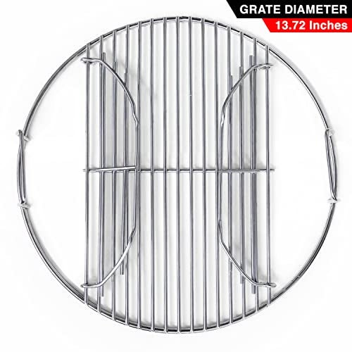 GRILLVANA 201 Stainless Steel Charcoal Grill Cooking Replacement Grate (ACTUAL DIAMETER 13.72 INCHES) With handles and hinges - Compatible with Weber 14" Smokey Joe - Image 3