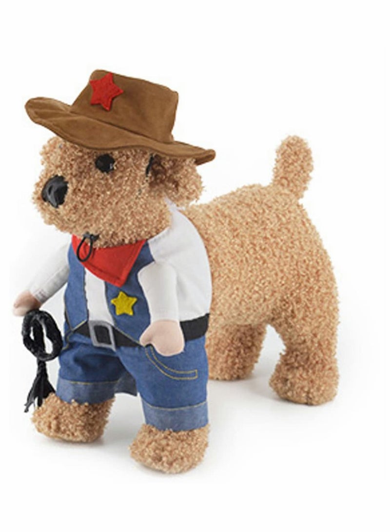 زي كاوبوي للهالوين للحيوانات الأليفة كلب قطة ملابس حفلة مع قبعة ملابس تنكرية مضحكة للكلاب والقطط الصغيرة - Image 5