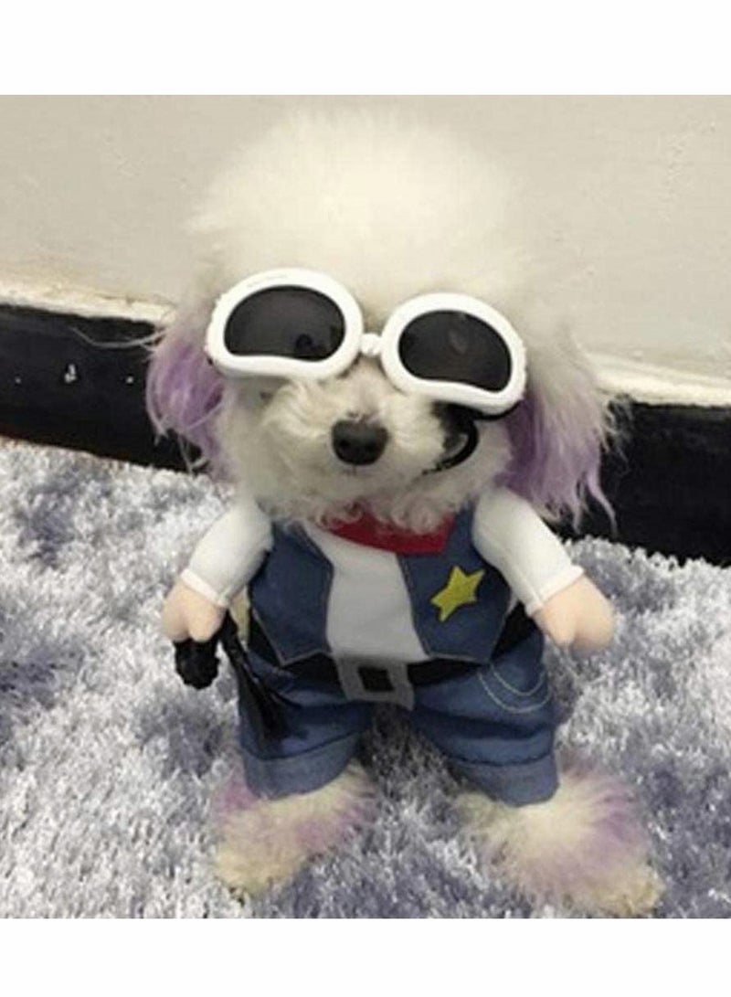 زي كاوبوي للهالوين للحيوانات الأليفة كلب قطة ملابس حفلة مع قبعة ملابس تنكرية مضحكة للكلاب والقطط الصغيرة - Image 2