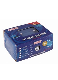 PARTNER Metal Cash Box With Key 6 Inch Size Blue  - Image 1