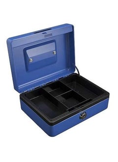 PARTNER Metal Cash Box With Key 6 Inch Size Blue  - Image 2