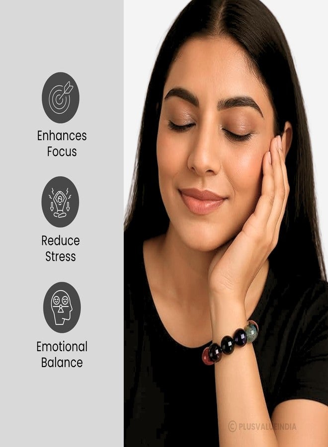 Plus Value Seven 7 Chakra Stone Bracelet for Men & Women Aura, Chakra & Reiki Crystal Healing (Beads Size 12mm, Jute Bag) - Image 5