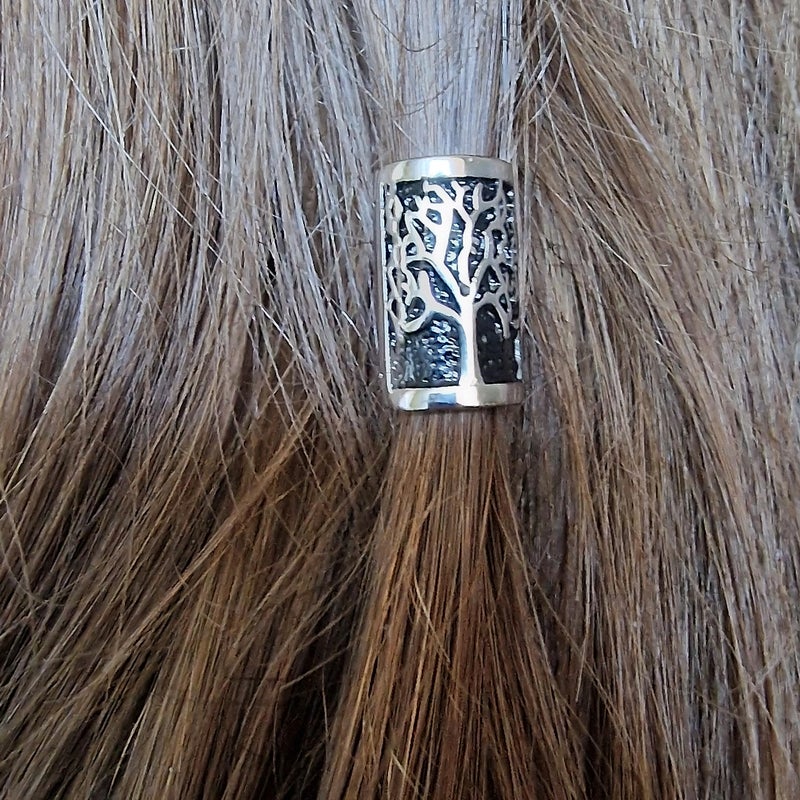 VALHALLA Opening Viking Beard Bead for Men 1pcs, Viking Hair Accessories 8x12x20mm, Tree of Life, Silver Stainless Steel Large - Image 4