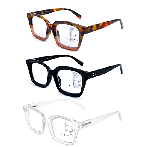 HIYANJN 3 Pack Progressive Multifocal Reading Glasses for Women Men Oprah style Blue Light Blocking Spring Hinger Readers 2.00 - Image 2