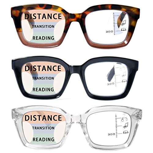 HIYANJN 3 Pack Progressive Multifocal Reading Glasses for Women Men Oprah style Blue Light Blocking Spring Hinger Readers 2.00 - Image 1