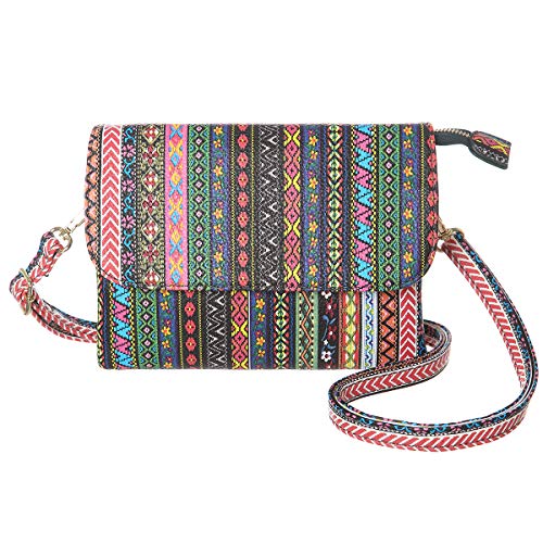MINICAT RFID Blocking Small Crossbody Bags for Women Vegan Leather Mini Travel Purses Cell Phone Purse Cross Body Bag (Ethnic Style Small) - Image 1