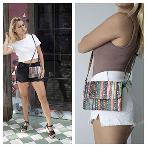 MINICAT RFID Blocking Small Crossbody Bags for Women Vegan Leather Mini Travel Purses Cell Phone Purse Cross Body Bag (Ethnic Style Small) - Image 3
