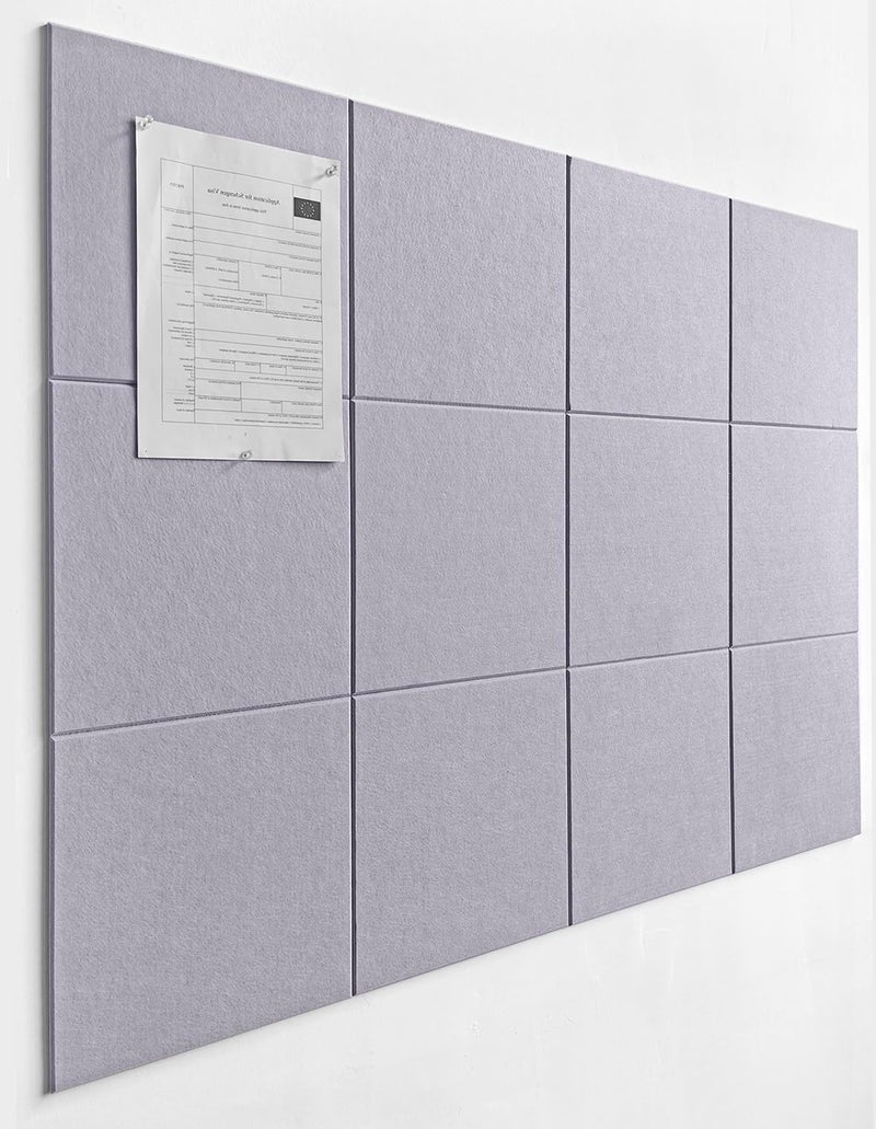 DECORITA Felt Wall Tiles | Large Cork Board Alternative | Aesthetic Felt Bulletin Board for Office, Home & Classroom | Large Cork Boards for Walls Pinboard (12-Pack) | Purple - Image 1