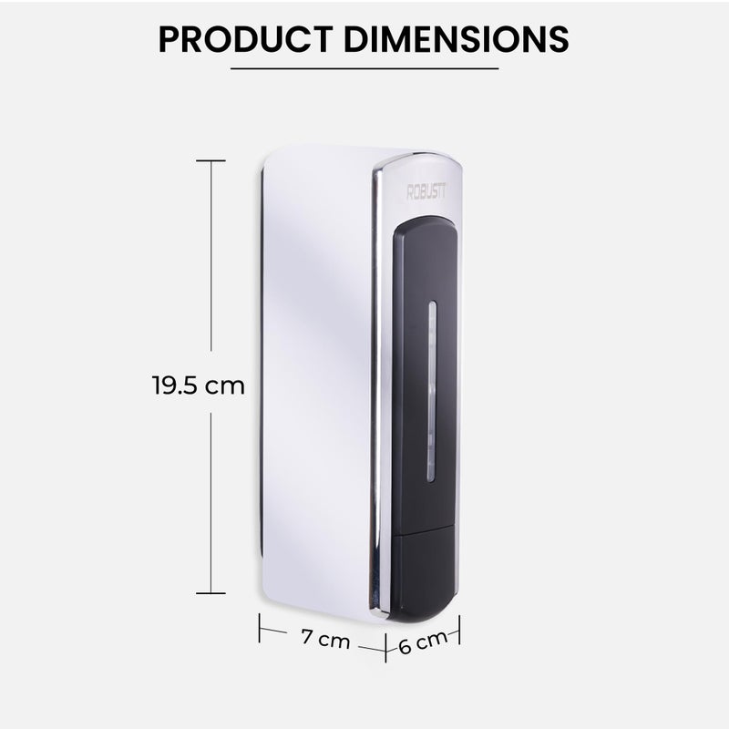 ROBUSTT موزع سائل صابون يدوي مثبت على الحائط - كروم (350 مل، عبوة من 1) مقاوم للتسرب، نافذة شفافة، تركيب سهل - مثالي للحمام، المطبخ، الفنادق، المكاتب - Image 5