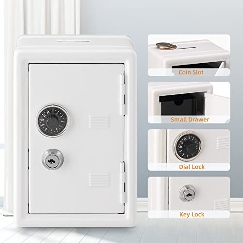 Younion Money Safe and Cash Lock Box, Mini Size Security Safe Box for Money Jewelry and valuables, 4.6"x 4.2"x 6.9" White - Image 3