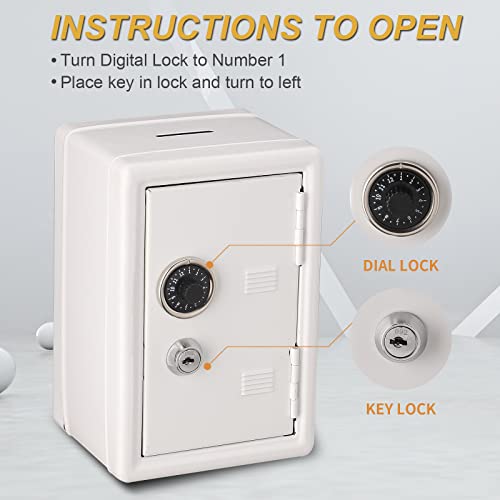 Younion Money Safe and Cash Lock Box, Mini Size Security Safe Box for Money Jewelry and valuables, 4.6"x 4.2"x 6.9" White - Image 5