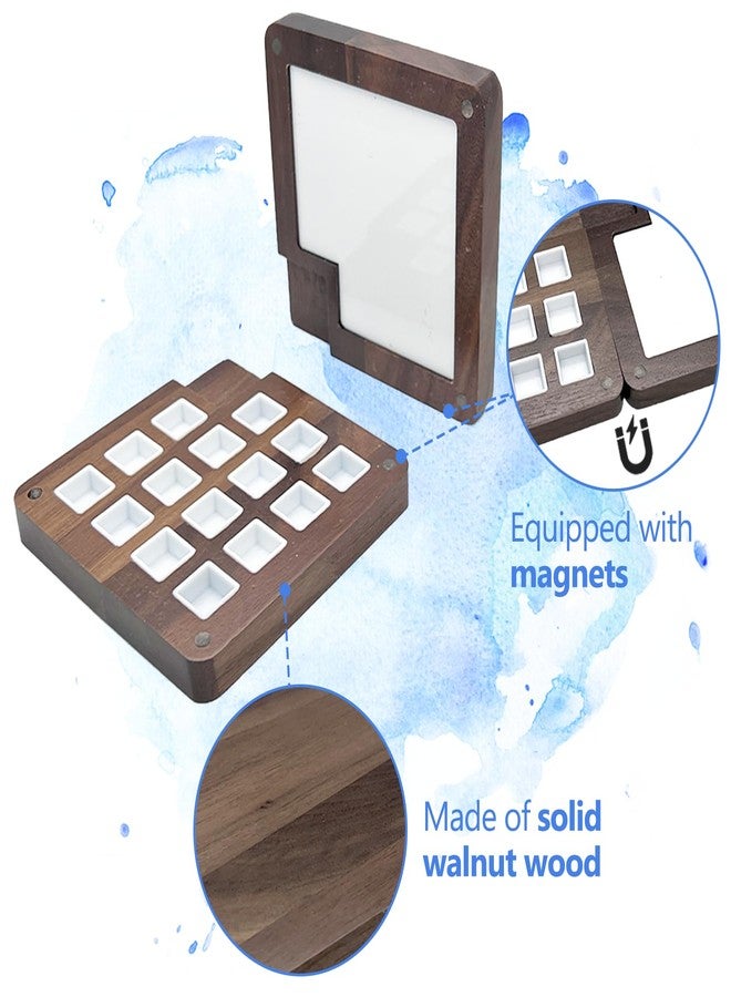 BEMAXYE Portable Travel Watercolor Palette - Walnut Wood Sketchbook Box with Magnetic Mixing Tray, Mini Paint Case for Kids Students Beginners Artists Painting Outdoor, 15-Grids - Image 5