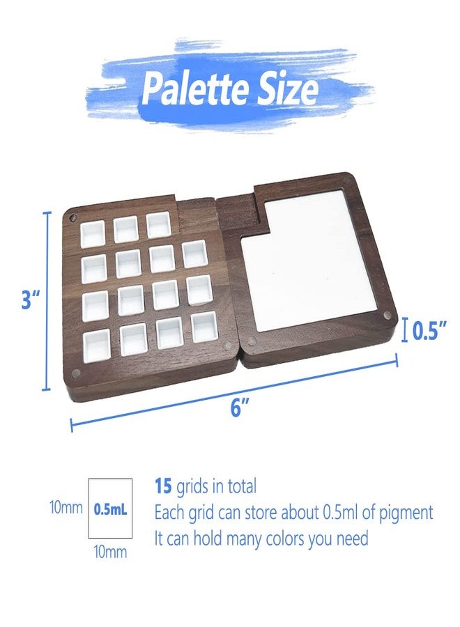 BEMAXYE Portable Travel Watercolor Palette - Walnut Wood Sketchbook Box with Magnetic Mixing Tray, Mini Paint Case for Kids Students Beginners Artists Painting Outdoor, 15-Grids - Image 4