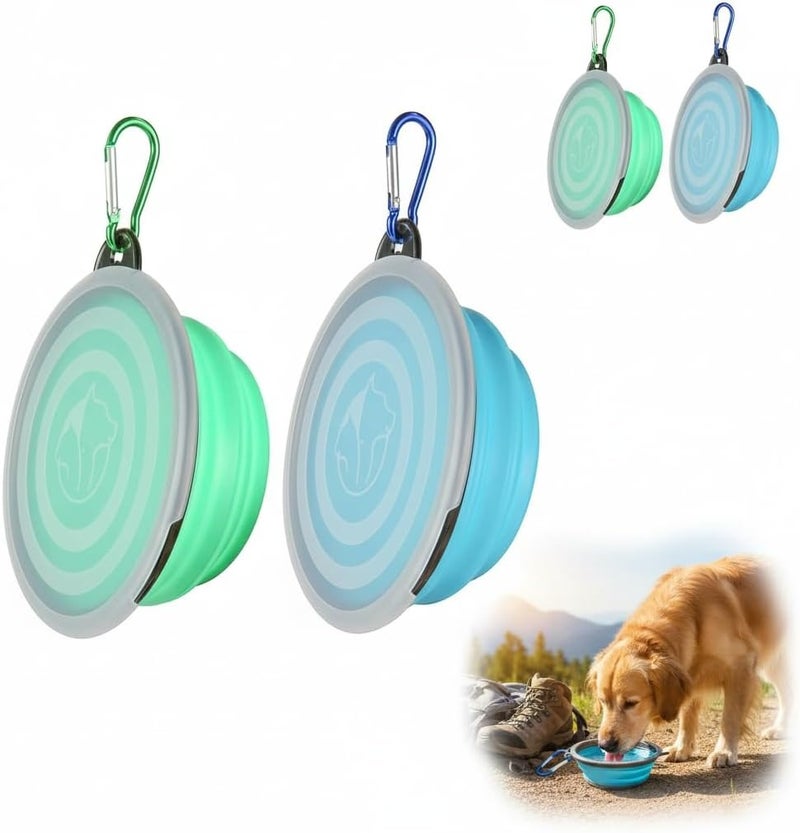 KASTWAVE Collapsible Dog Travel Bowls with Lids & Carabiners - Portable Foldable Water Dish for Pets, Ideal for Hiking, Camping, and Home Use - Image 1