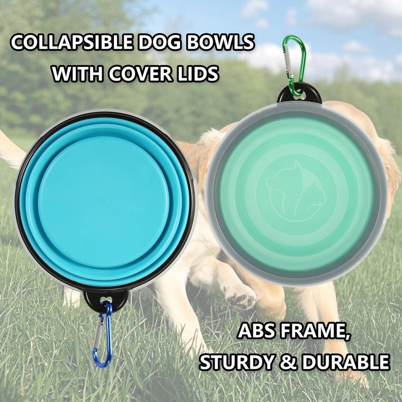 KASTWAVE Collapsible Dog Travel Bowls with Lids & Carabiners - Portable Foldable Water Dish for Pets, Ideal for Hiking, Camping, and Home Use - Image 2