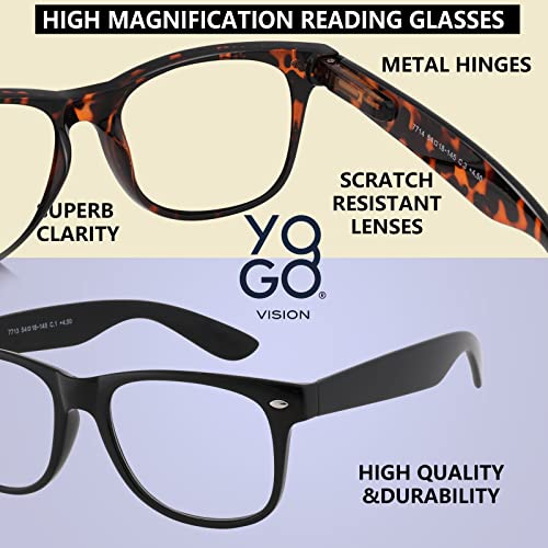 Yogo Vision Magnifying Glasses for Reading, High Magnification One Power Magnifier Readers 2 Pack: Black Frame 7 - Image 2