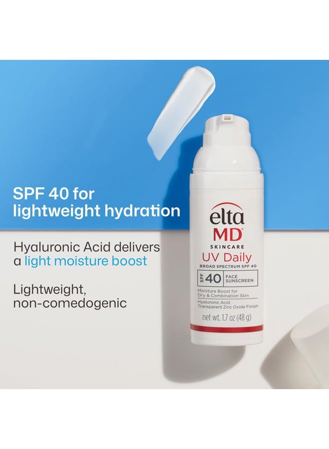EltaMD UV Daily SPF 40 Face Sunscreen Moisturizer with Zinc Oxide, Daily Face Moisturizer with SPF, Sunscreen, For Dry Skin 1.7 oz Pump - Image 2
