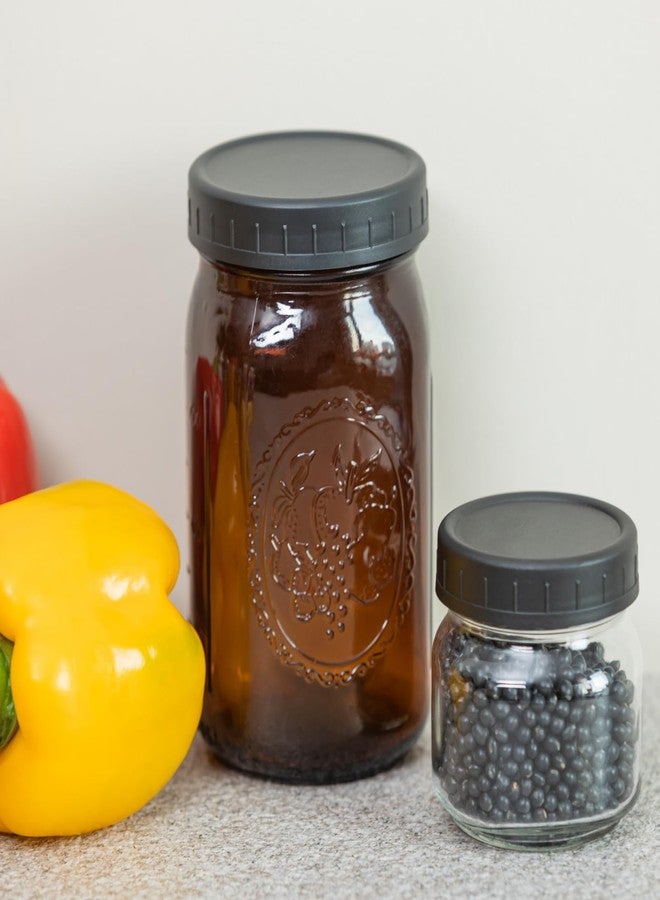 Yodecy 6 Pack 32 oz Amber Wide Mouth Mason Jars with Airtight Lids and Black Plastic Mason Jar Lids, Amber Canning Jars with Lid - Image 3
